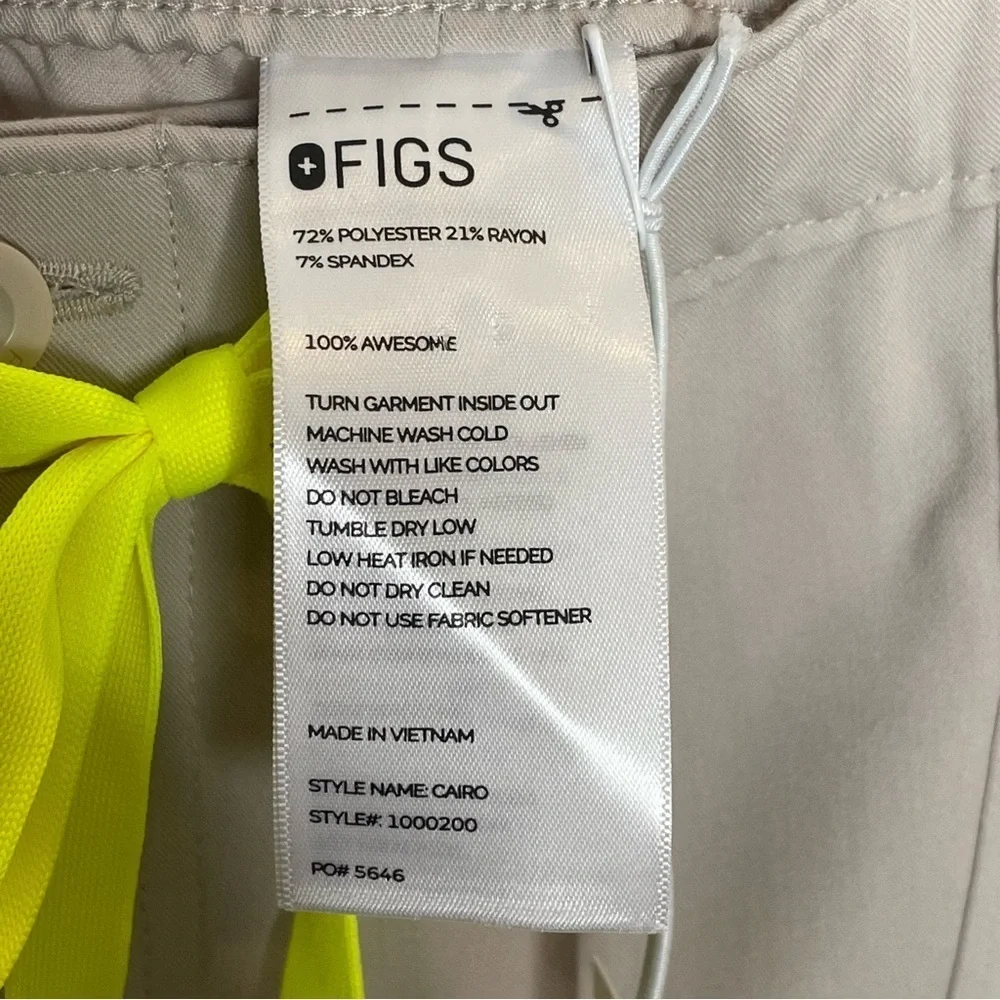 Figs Cairo Cargo Scrub Pants in Slate Gray with Neon Yellow Drawstring 4XLT
